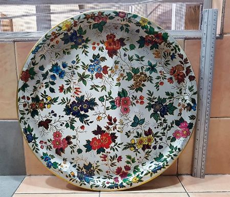 Vintage Daher Full Floral Decorated Large Round Tin Tray All